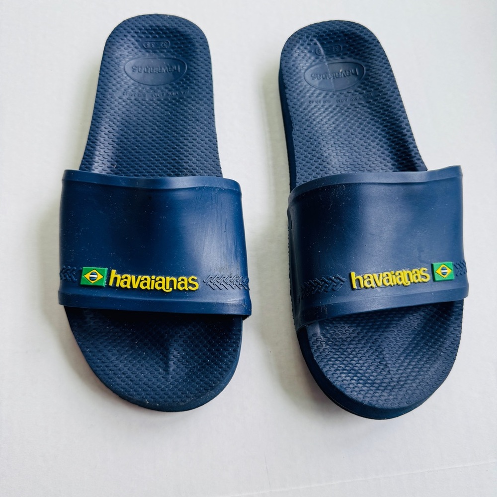 Havaianas unisex rubber slides navy blue size 6/7 sandals